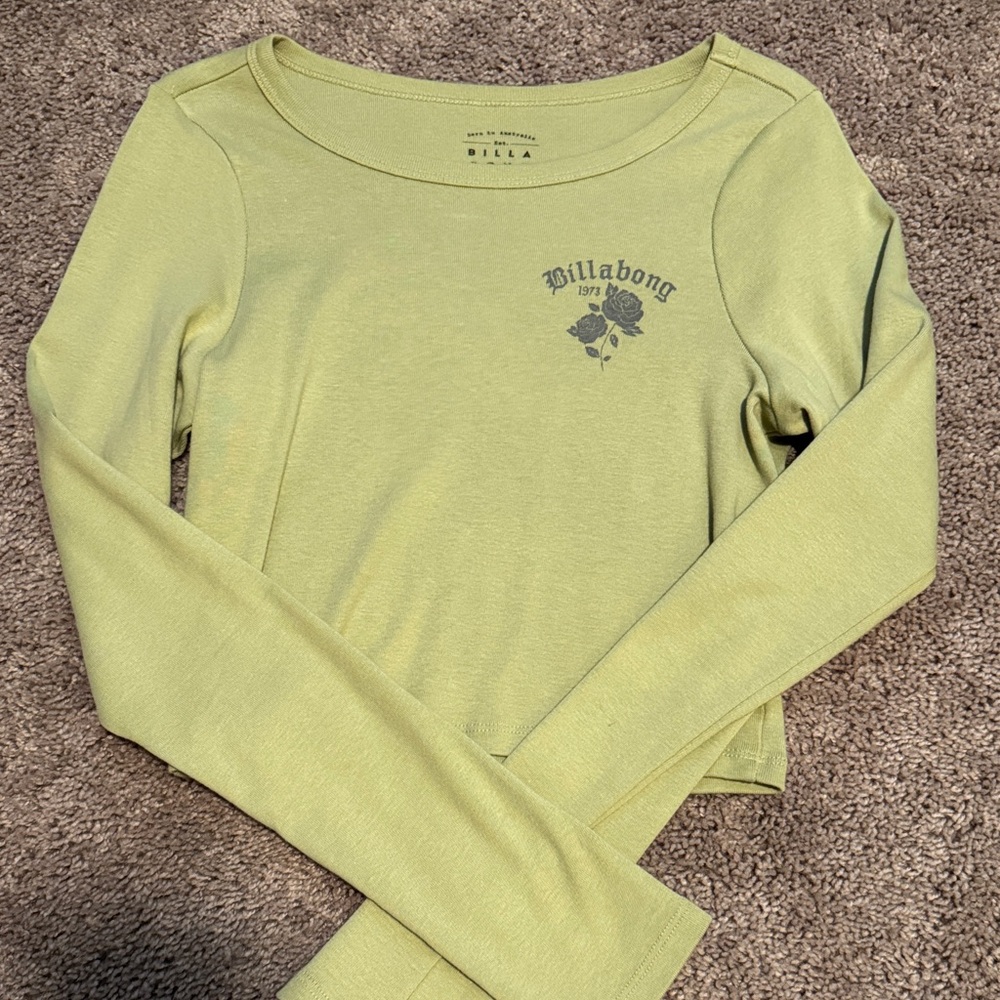 Billabong Olive Cropped Long Sleeve Tee